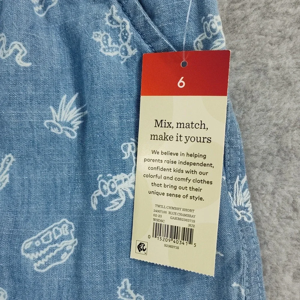 365 Kids Garanimals Boys Size 6 Shorts Blue Dinosaurs‎ Fun  Pull-On NEW 👀📸📏